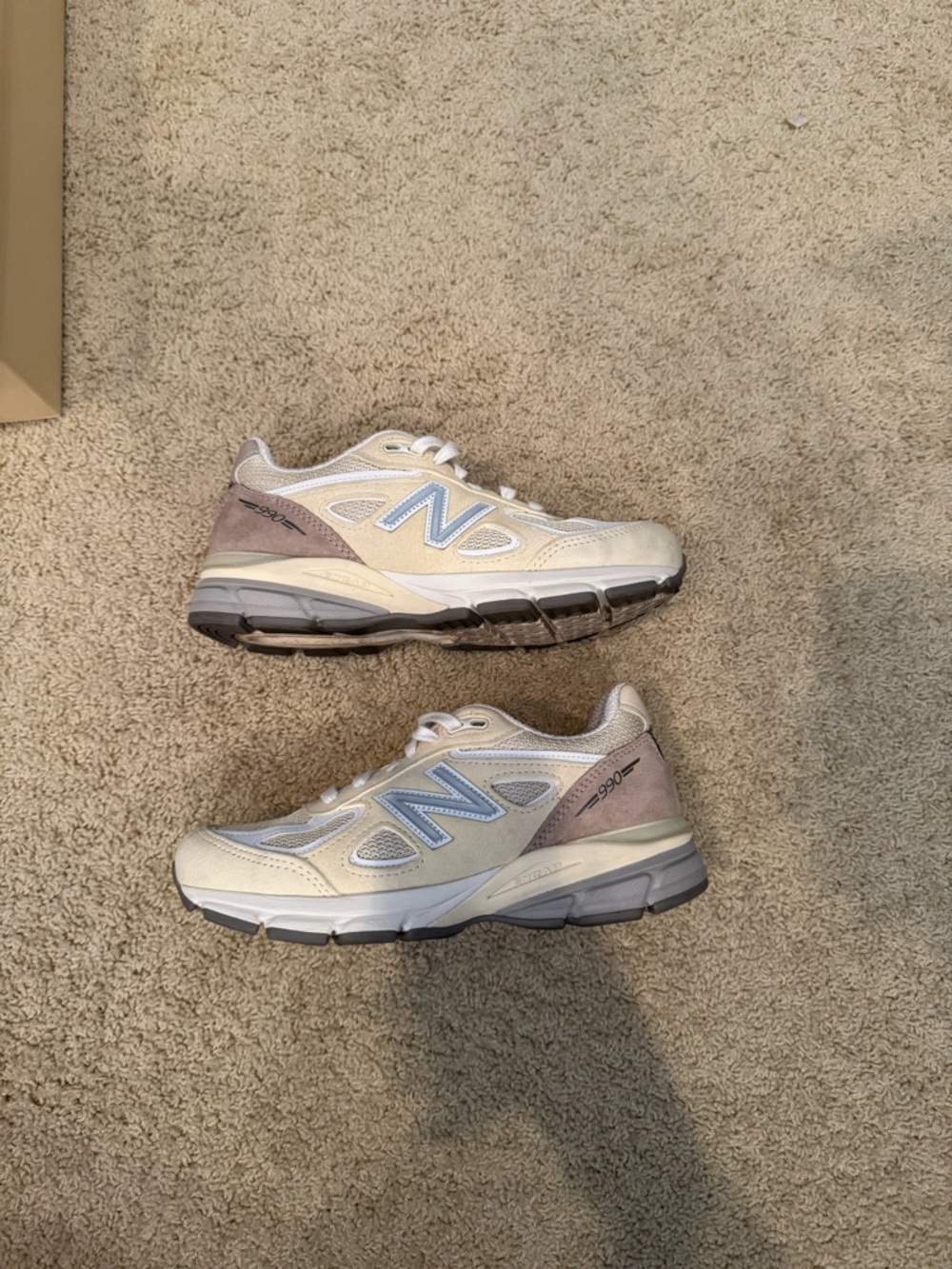 New Balance 990v4 Cream Sneakers